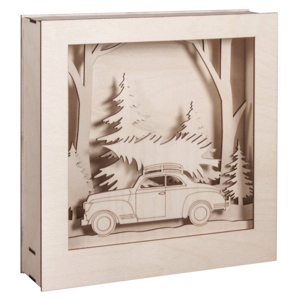 Rayher 46307000 Holzbausatz 3D-Motivrahmen, Auto, FSC100%, Auto