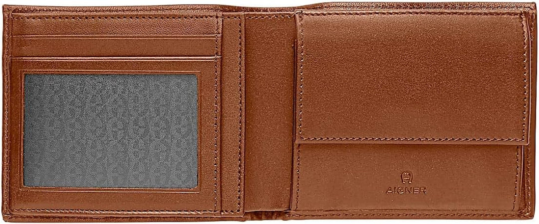 Aigner Geldbörse Portemonnaie Portmonee im Querformat in Cognac - 12x9,5x2cm (B x H x T)