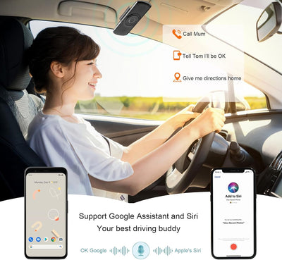 Freisprecheinrichtung für Auto Bluetooth 5.0 mit Clip, TF-Kartenslot, integriertes Mikrofon, Unterst