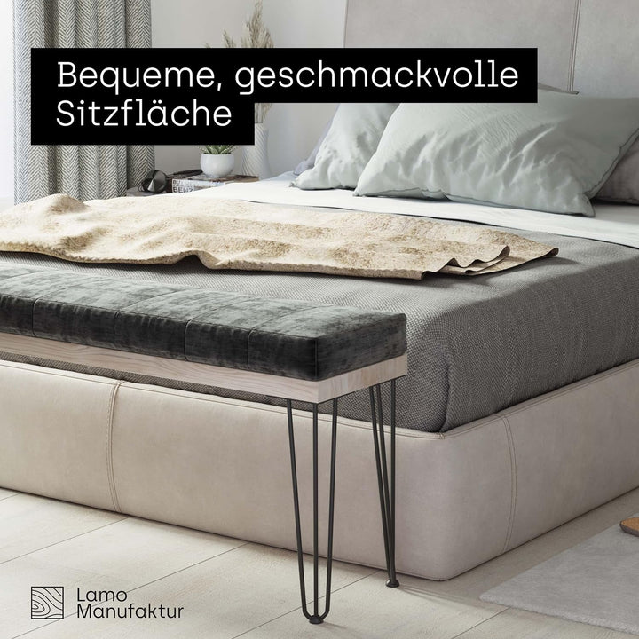 LAMO Manufaktur Hocker Beistelltisch Sitzbank 30x30x47 cm, Möbelfüsse Creative Schwarz/Natur, LSB-01