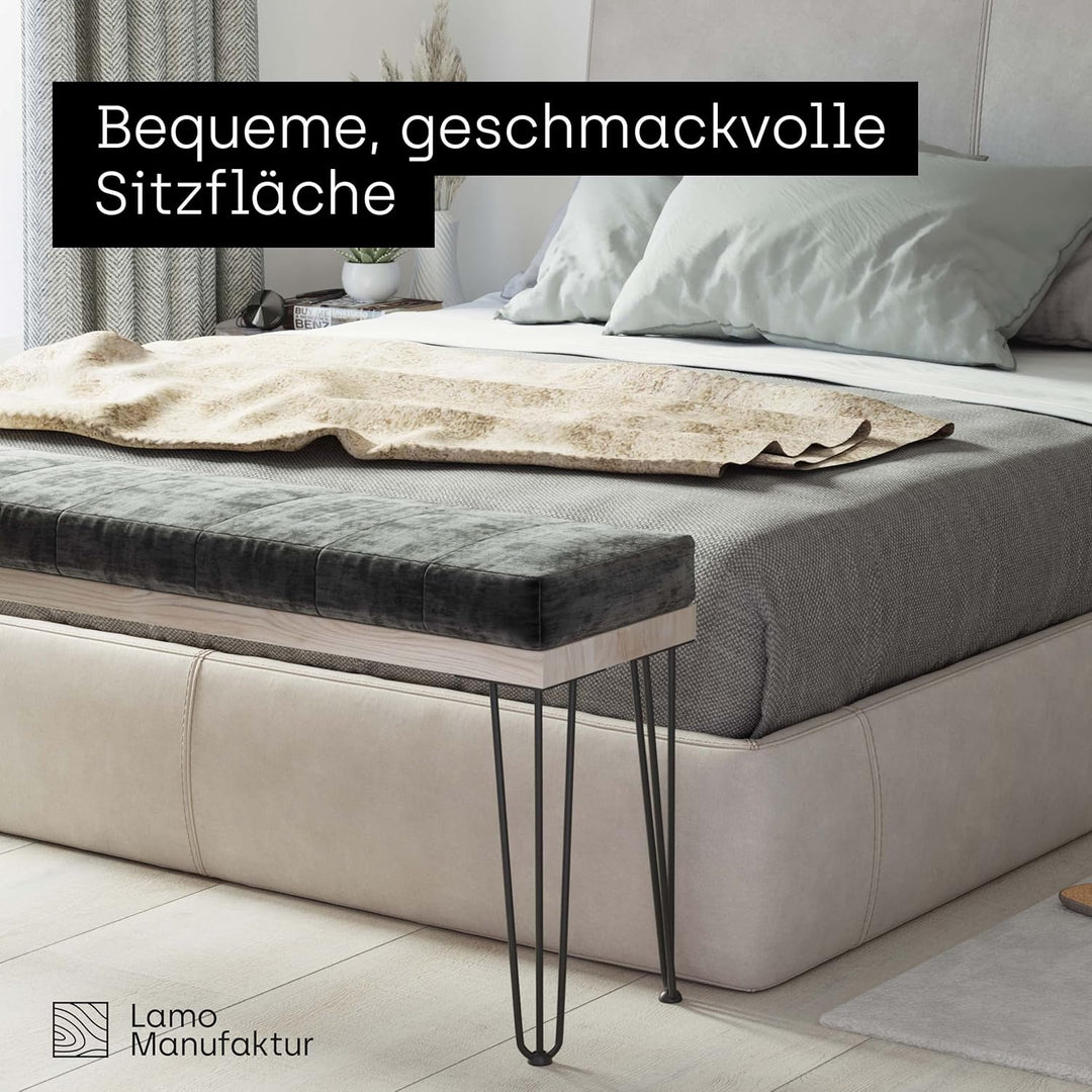LAMO Manufaktur Hocker Beistelltisch Sitzbank 30x30x47 cm, Möbelfüsse Creative Anthrazit/Natur, LSB-