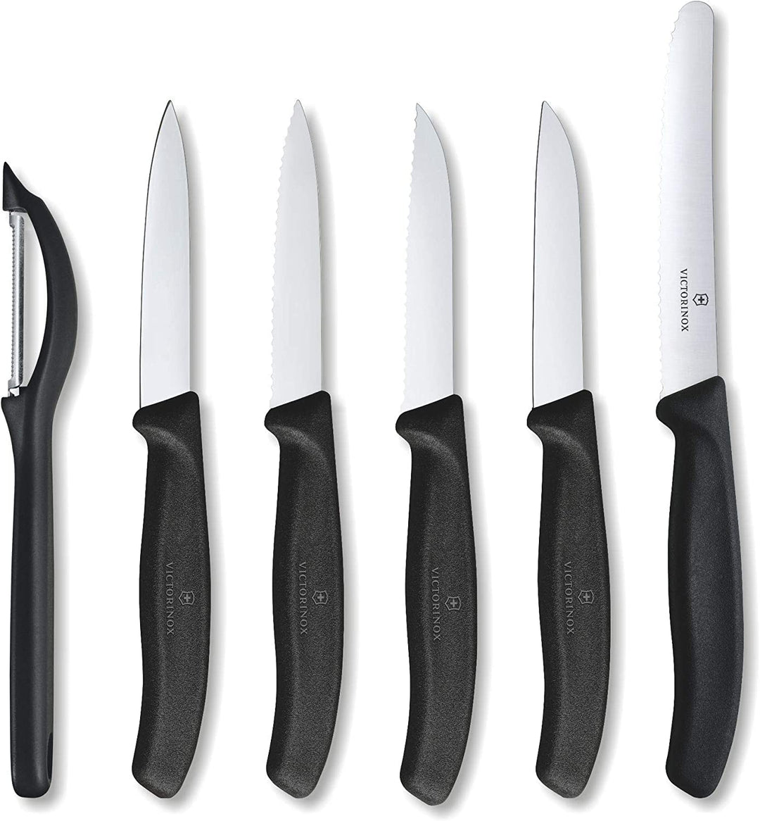Victorinox, Swiss Classic Gemüsemesser-Set, 6-teilig, Extra Scharfe Klinge, Robuster Kunststoffgriff