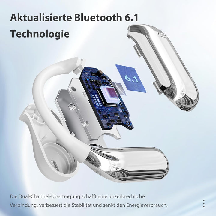EUQQ Open Ear Kopfhörer 50 Std Kabellos Bluetooth 6.1 HiFi Kopfhörer mit Flexiblem Ohrhaken 4 ENC Mi