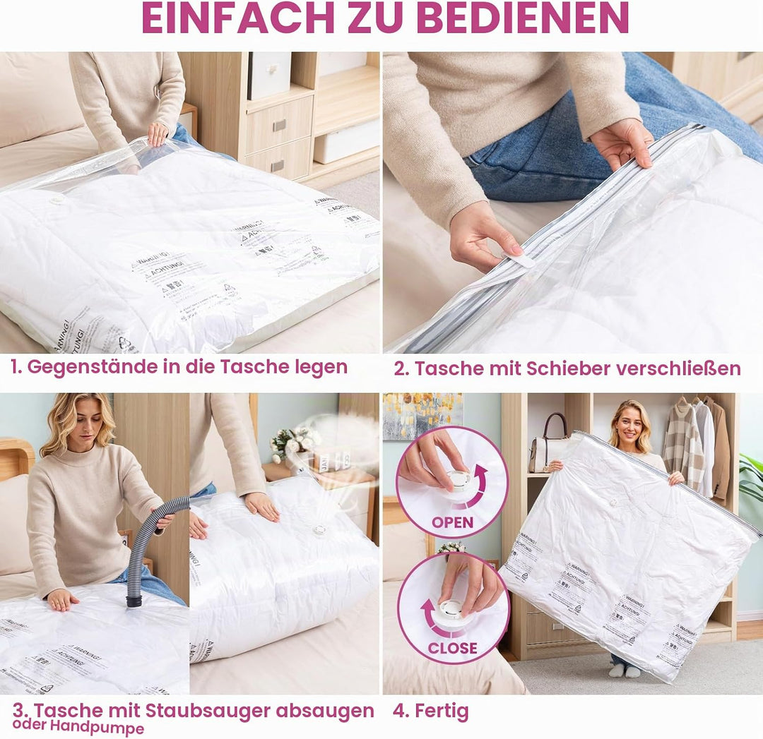 TAILI Vakuumbeutel für Bettdecken 8 Stück Super Gross 120 X 100 CM Vakuumierbeutel für Kleidung, Dec