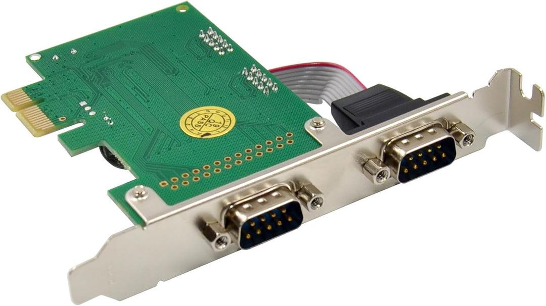Inline PCIe RS-232 Karte mit 2 seriellen Schnittstellen, D-Sub 9 Stecker, inkl. Low-Profile Slotblec
