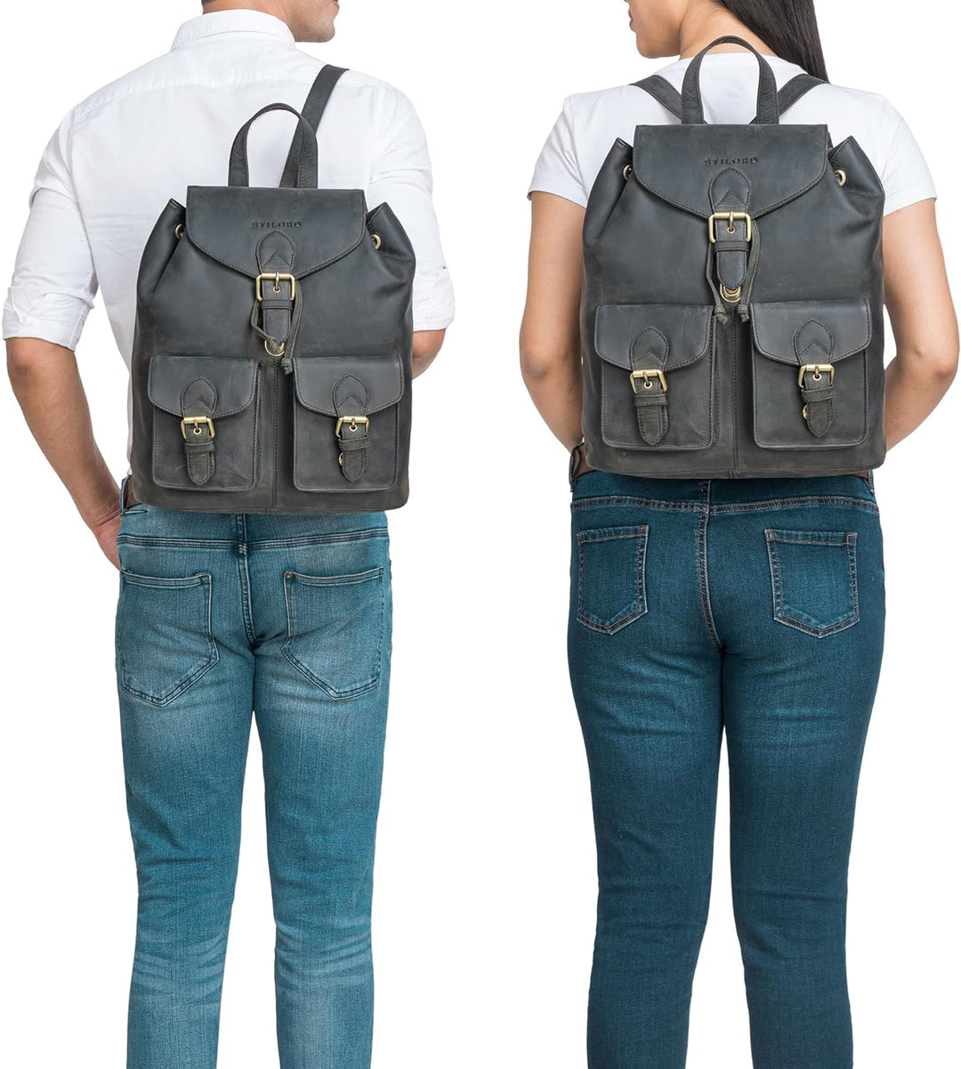 STILORD 'Ezra' Tagesrucksack Leder Daypack Gross Vintage Backpack ideal als Laptoprucksack 13,3 Zoll