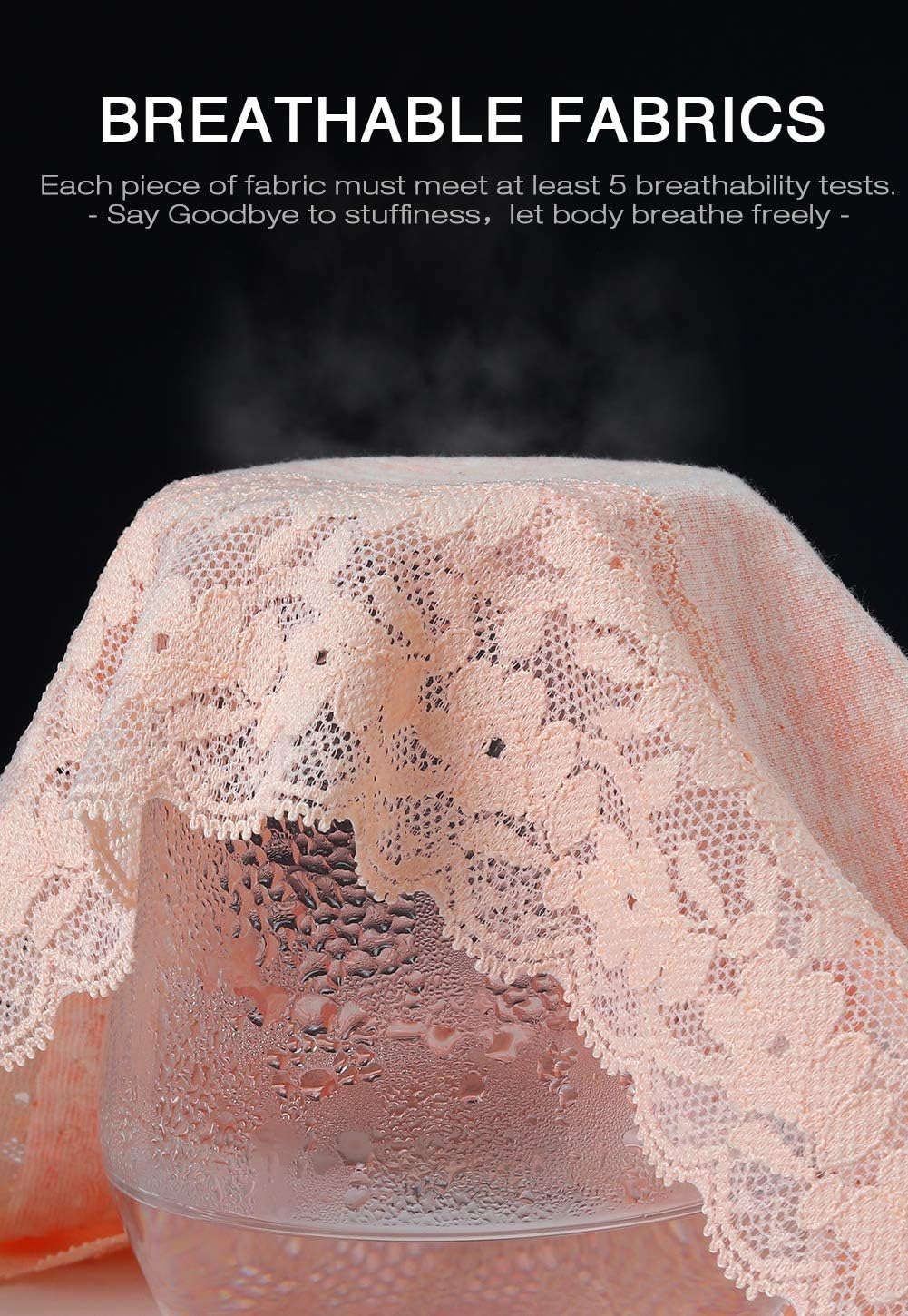 GNEPH Damen-Unterwäsche, Baumwolle, Bikini-Höschen für Damen, Unterhose, Slips, Hipster, Spitze, 5er