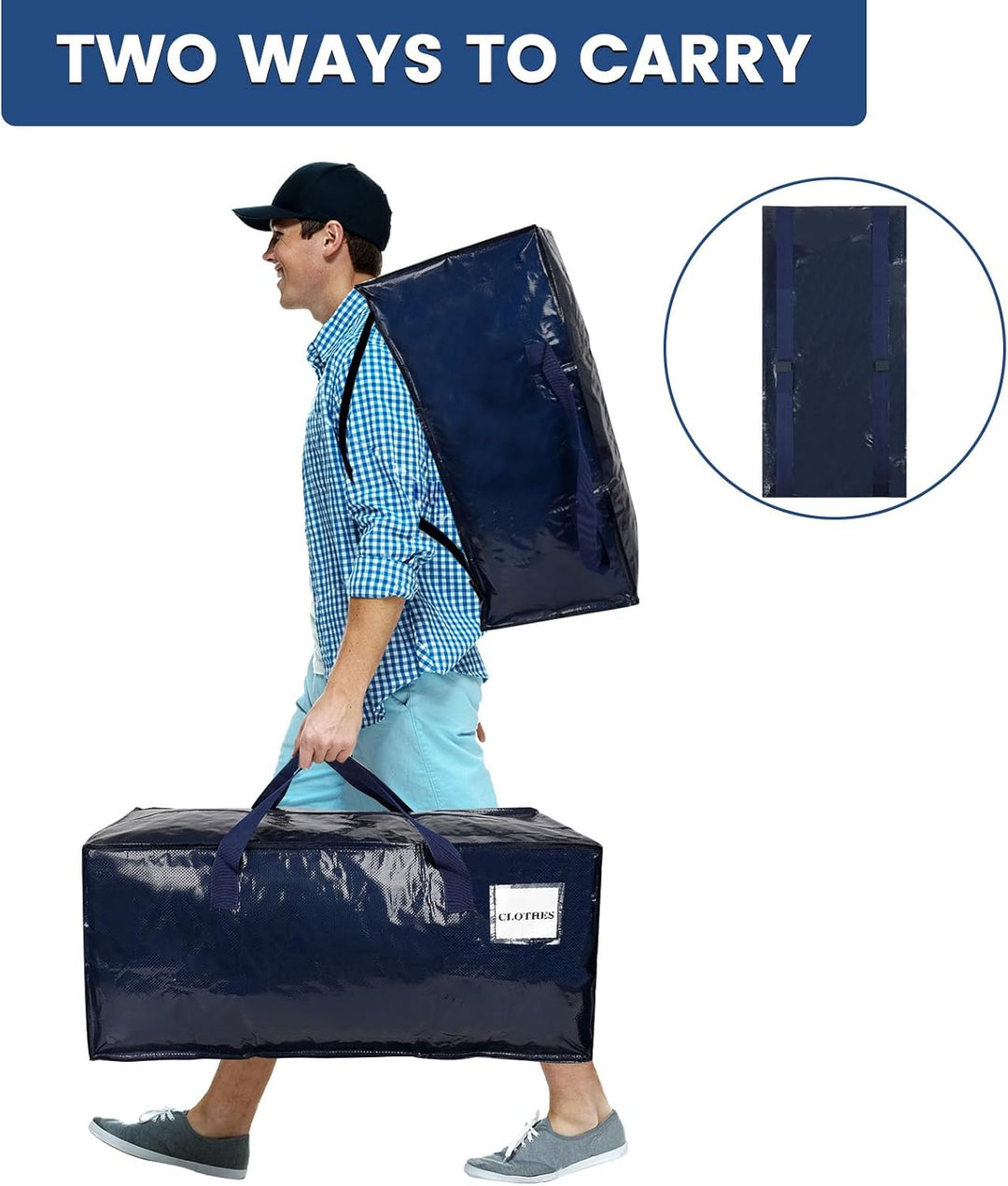 4er-Pack 92 L Aufbewahrungstasche, Umzugstaschen mit Rucksackgurten, Extra Grosse Kleideraufbewahrun