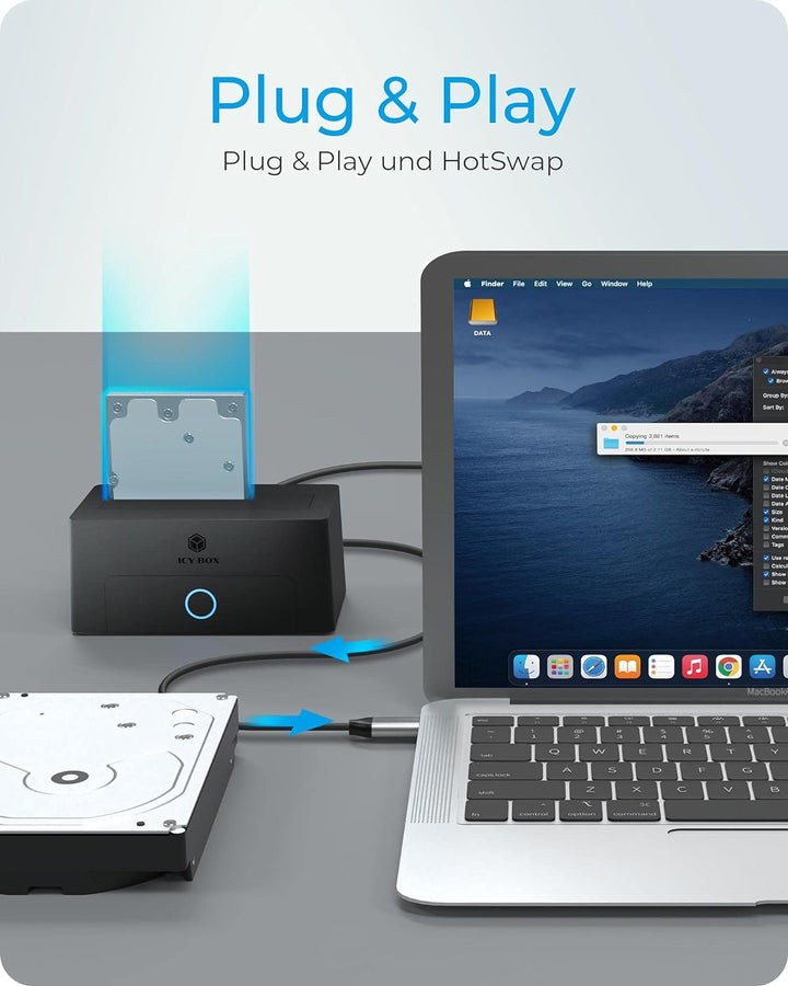 ICY BOX HDD / Festplatten Docking Station USB 3.0 für SATA 2,5 Zoll & 3,5 Zoll, Festplatten Lesegerä