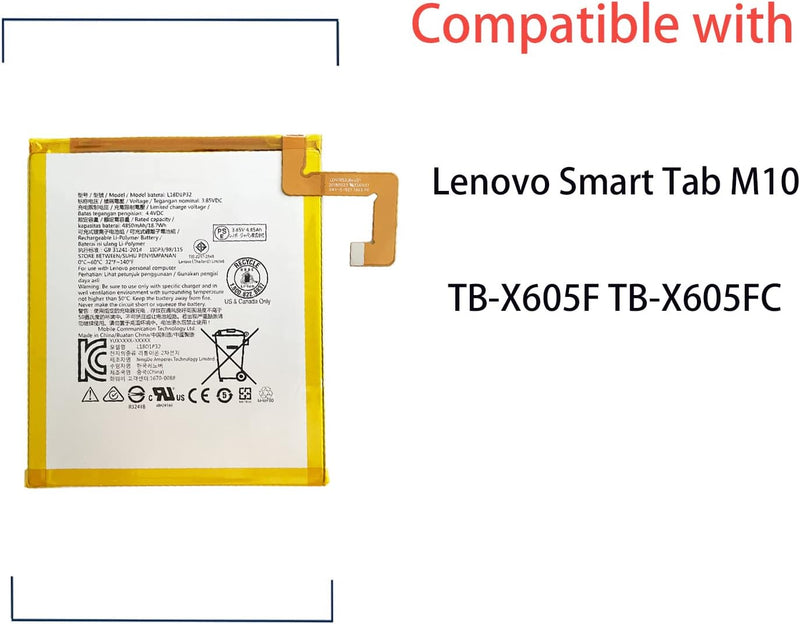 Aousavo L18D1P32 ersatz akku Kompatibel mit Lenovo Smart Tab M10 TB-X605F TB-X605FC mit Free Toolkit