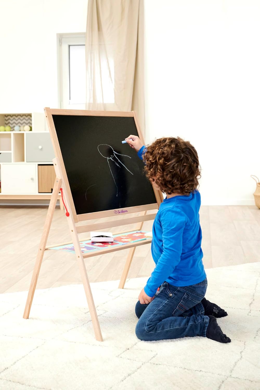 Eichhorn - Standtafel, Kindertafel mit 10 Kreiden, 1 Stift und Schwamm, zweiseitig beschreibbar, mit