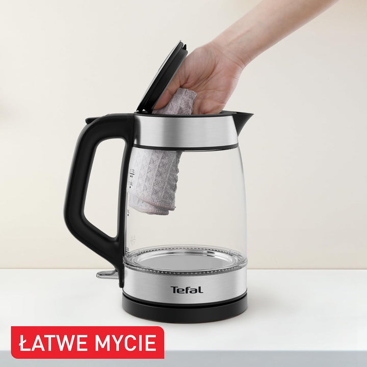 Tefal KI6058 Glas Wasserkocher Wasserkocher Messstreifen 1,7 Liter Fassungsvermögen Leicht zu reinig