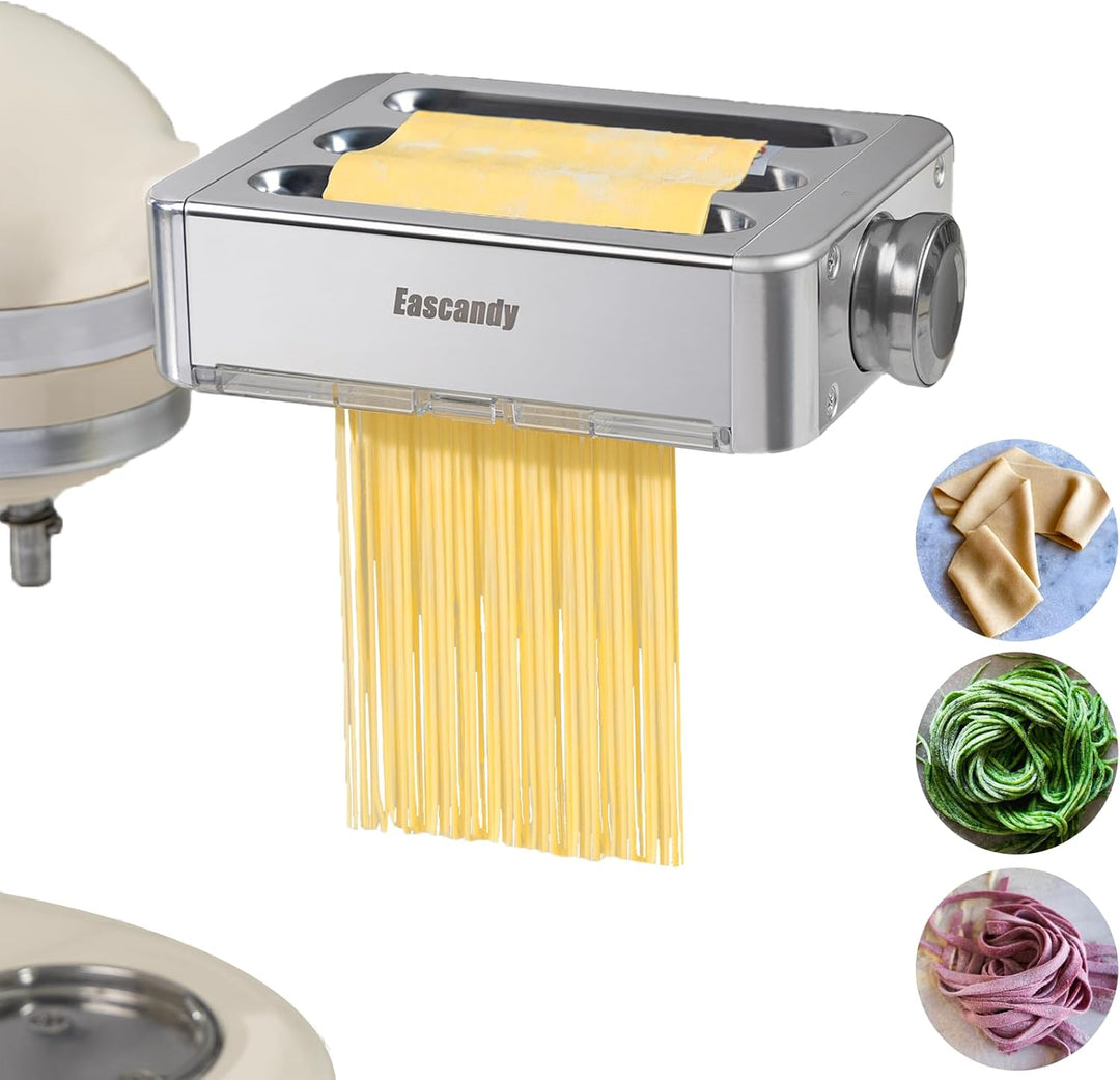 Eascandy All Metal Pasta Maker Attachment for KitchenAid, 3 in 1 Pasta Attachment for Kitchen Aid St