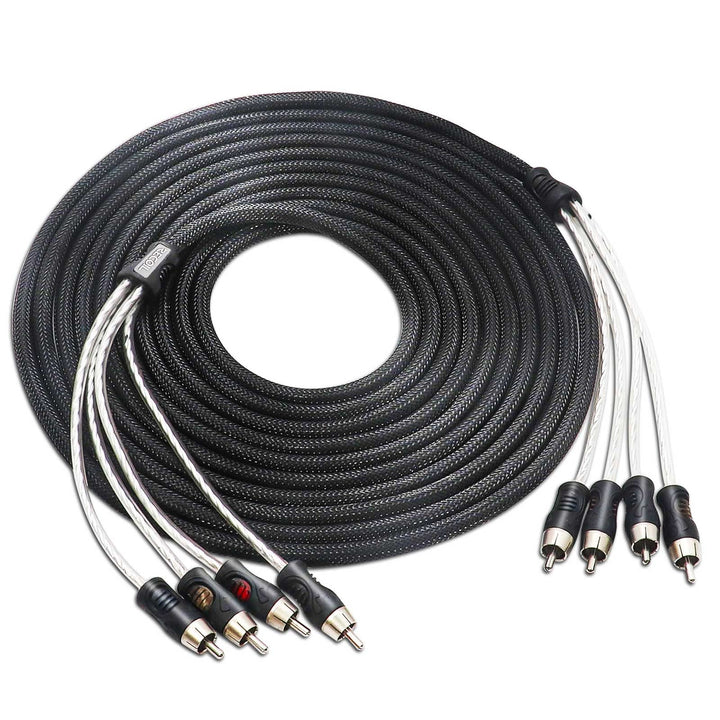 RECOIL P417 4-Kanal-Kabel 5,2m (17ft) - 100% OFC doppelt geschirmt für Auto HiFi - 4x RCA zu 4x RCA