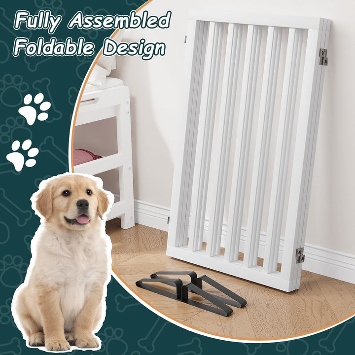 81,3 cm H extra hohes freistehendes Hundegitter, 3 Paneele, Bambusholz, Haustiergitter mit 2 Metalls