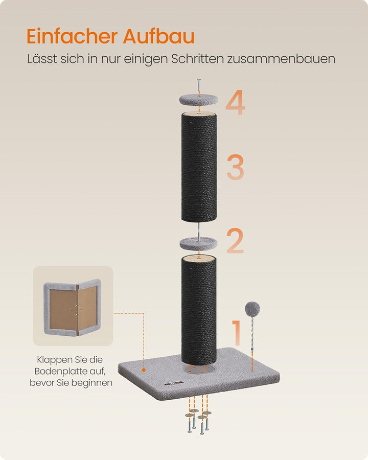 Feandrea Kratzbaum, 85 cm hoch, Kratzsäule XL, 13 cm Dicker Stamm, Katzenbaum, Kratzstamm für mittel