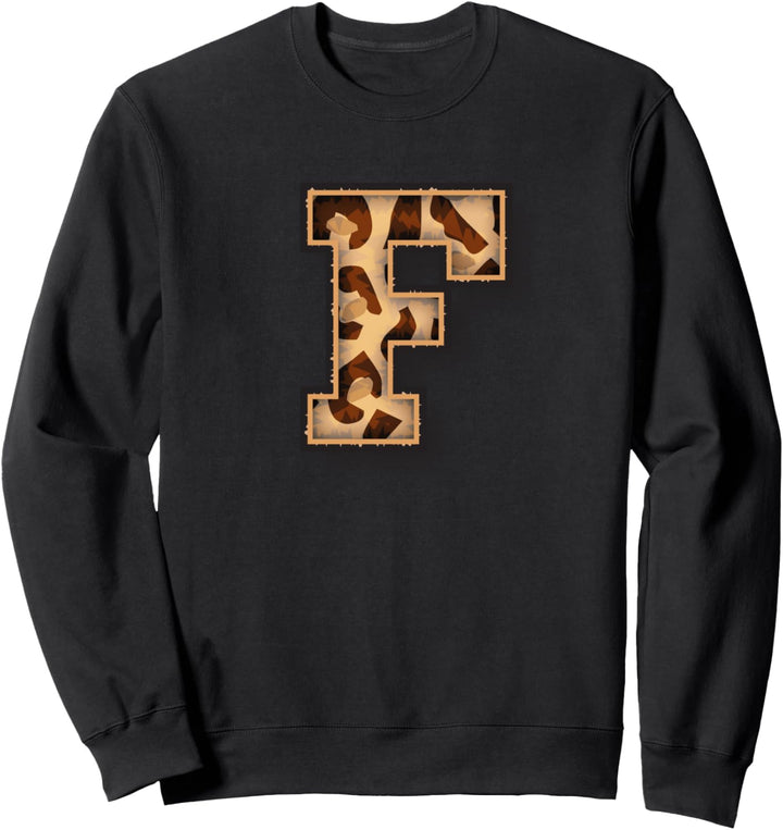 Cute Letter F Initial Name Leopard Cheetah Animal Print Sweatshirt