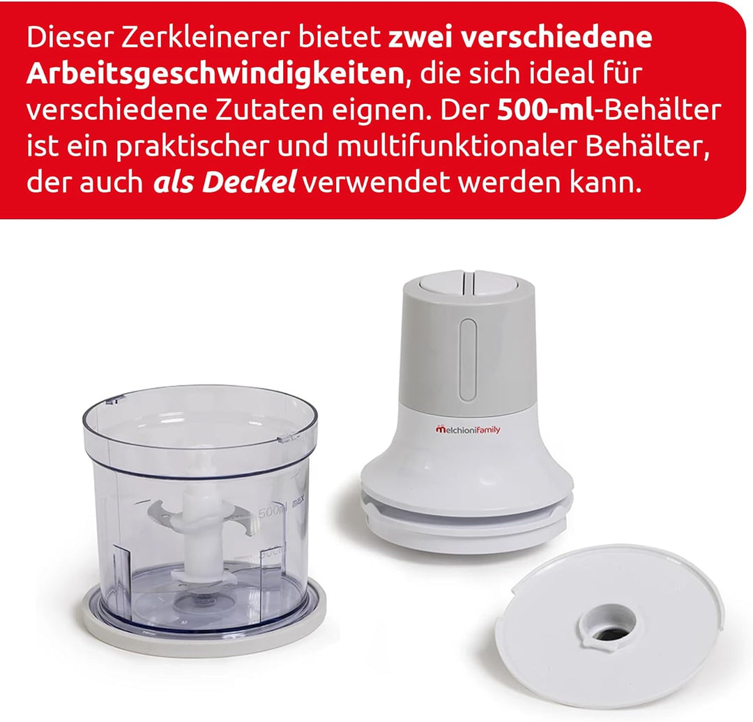 Melchioni Familie | Elektrische Küchenmaschine BLADE, mit 2 Geschwindigkeiten, 260W, 4 Stahlklingen,