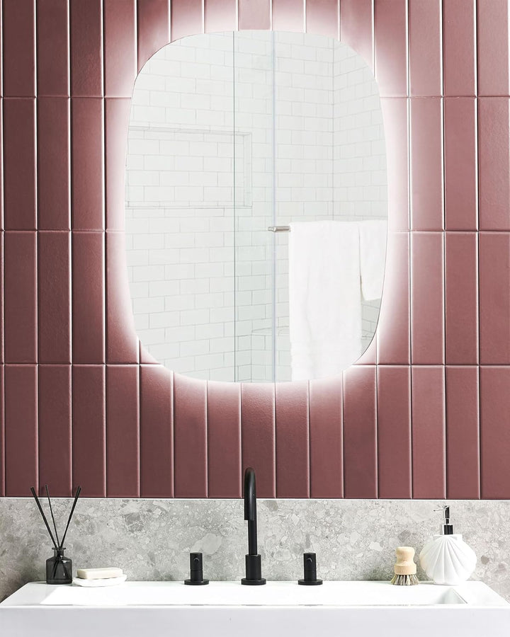 Modern Ovaler LED Wandspiegel Badezimmer Schlafzimmer ø 78 cm Silber Bergerac