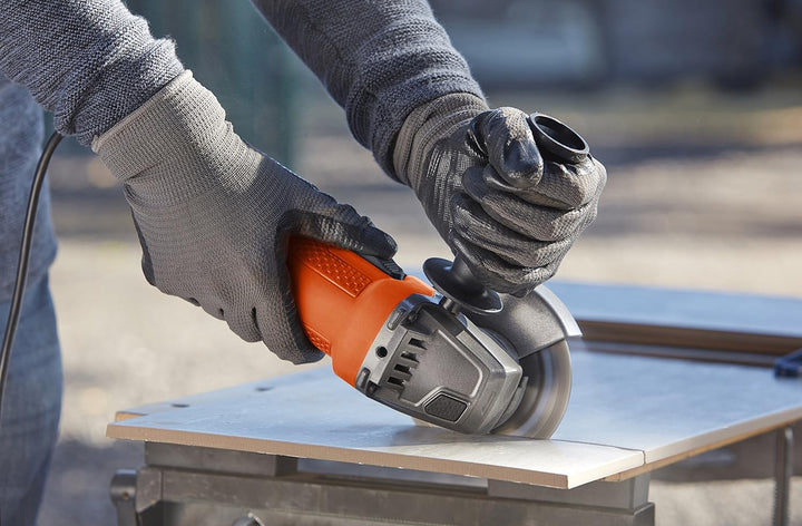 Black+Decker BEG110K Winkelschleifer (750 Watt, 115 mm Scheiben-ø, mit 3-Positionen-Zusatzhandgriff,