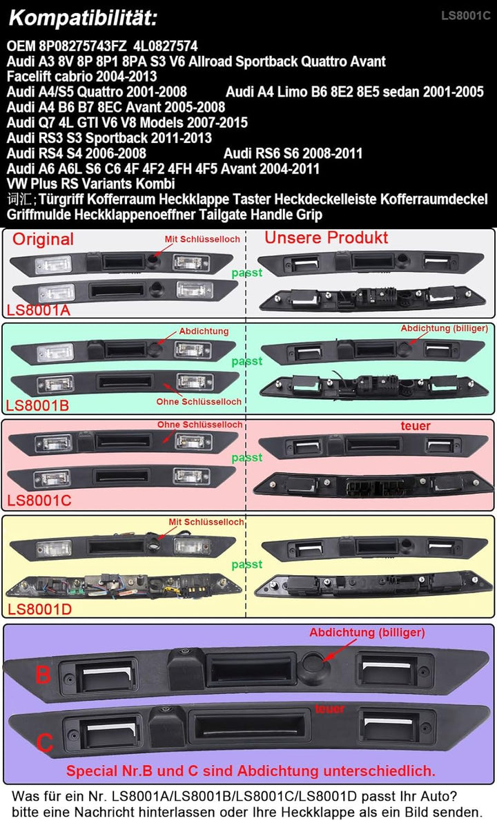 1280*720 pixels Trunk Lid Grip Auto Rückfahrkamera Griffleiste Mit Taster Kofferraum Heckklappengrif