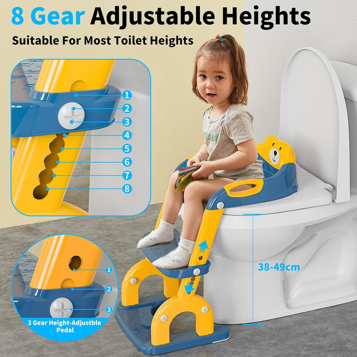 Toilettensitz Kinder mit Treppe, Upgraded WC Aufsatz für Kinder für Jungen und Mädchen, 2-in-1 Toile