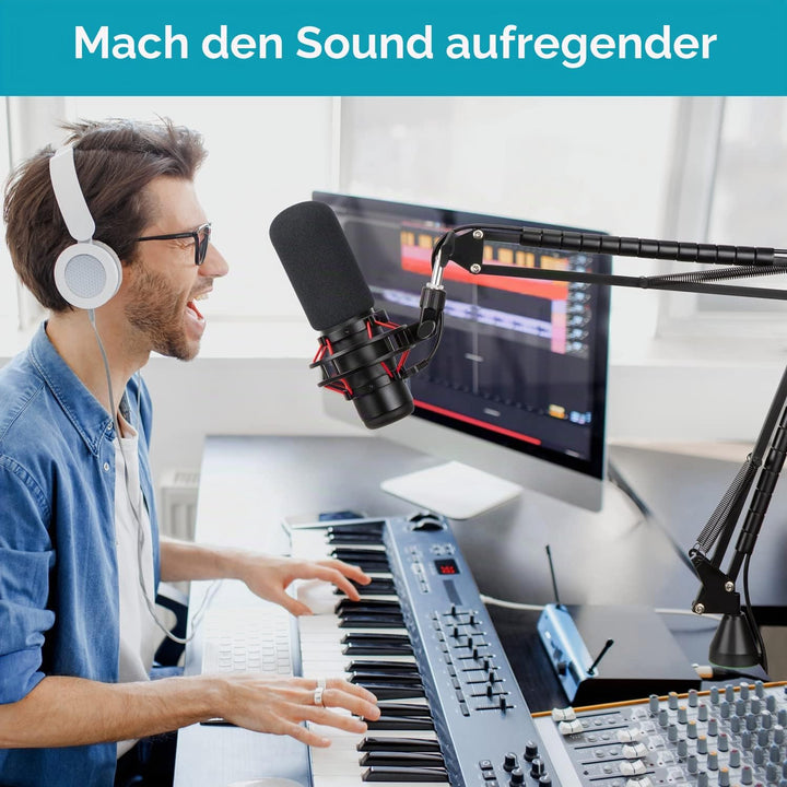 HyperX QuadCast Mikrofonarm - Mikrofonständer mit Popschutz kompatibel mit Hyperx QuadCast S Mikrofo