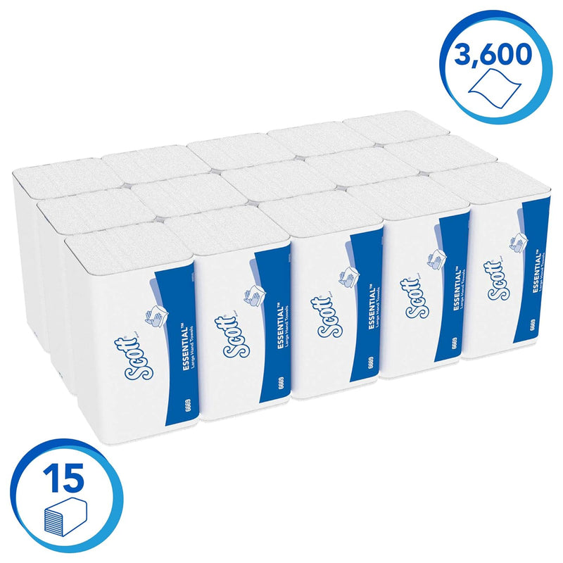 Scott Essential grosse Papierhandtücher 6669 – Multifold-Falthandtücher– 15 Packungen x 240 Papiertü