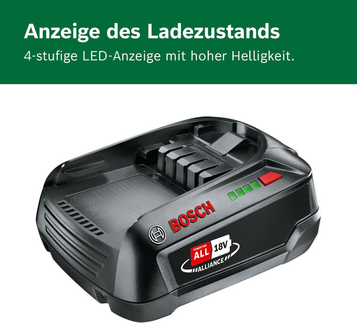 Bosch 18 Volt Ersatz Akku (2,5 Ah, kompatibel mit allen Geräten des grünen Bosch Home & Garden 18 Vo