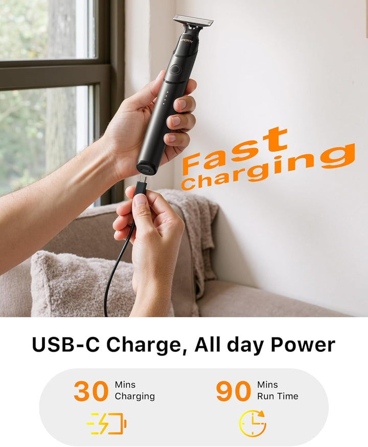 2025 Upgrade Elektrischer Barttrimmer & Rasierer [Schmerzfrei & Sanft] USB-C Schnellladung, Tragbare