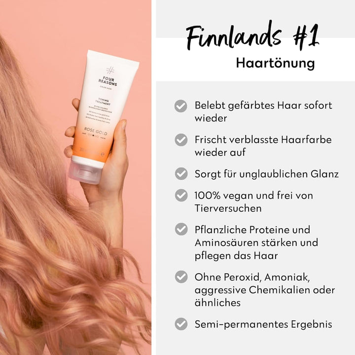 Four Reasons Farbmaske Tönende Pflegespülung Rose Gold Farbe 200 ML - Pigmentiertes Pflegespülung fü