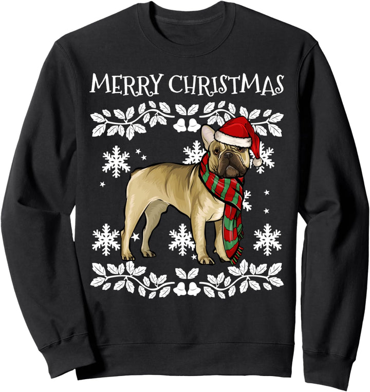 Frohe Weihnachten Ornament Französische Bulldogge Xmas Santa Sweatshirt
