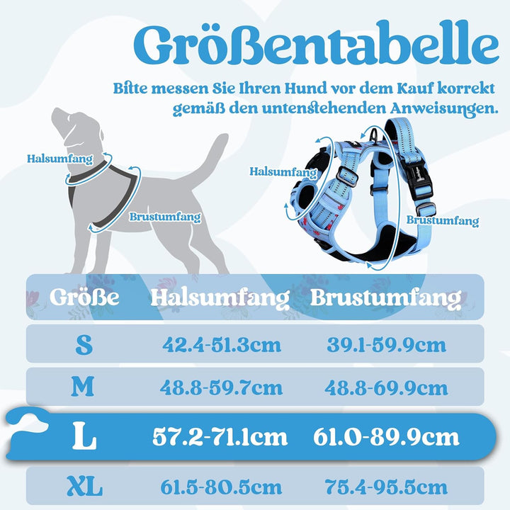 rabbitgoo Hundegeschirr Grosse Hunde, Verstellbare Geschirr Hund ohne Zug &amp; Würgen, Anti Zug hundege