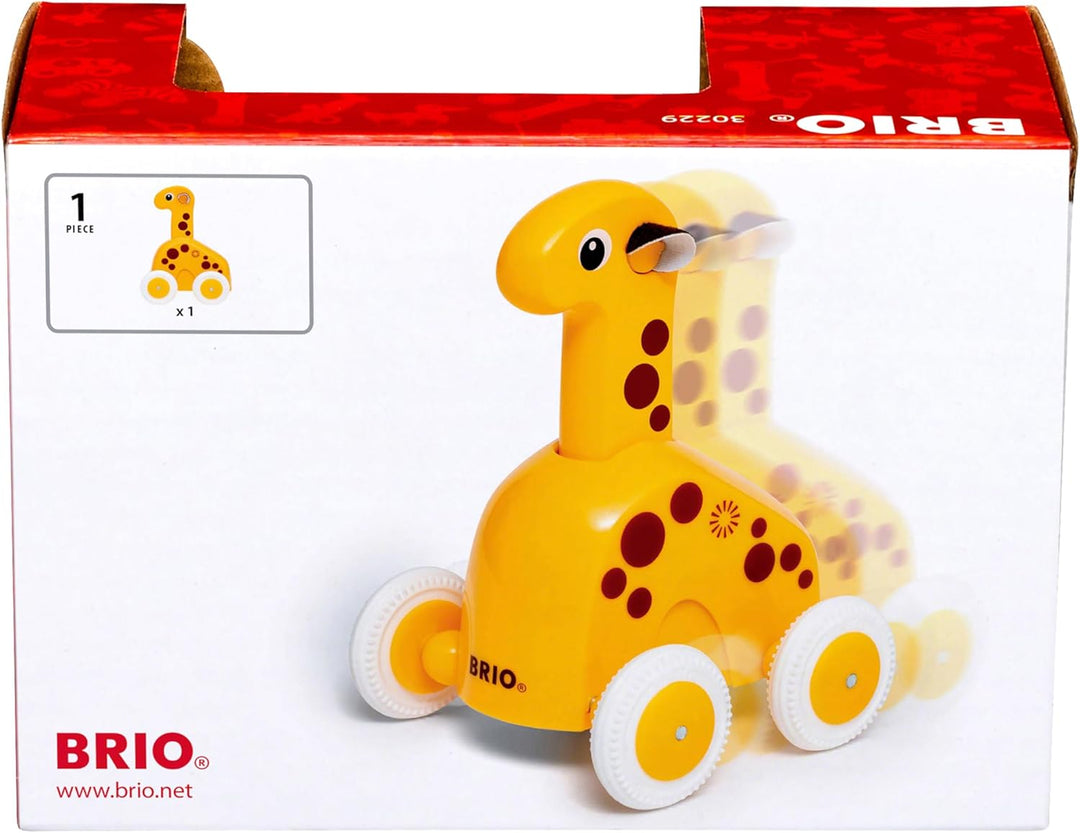 BRIO 30229 Push & Go Giraffe - Niedliches Drück- und Fahrspielzeug in klassicher Optik - Empfohlen a