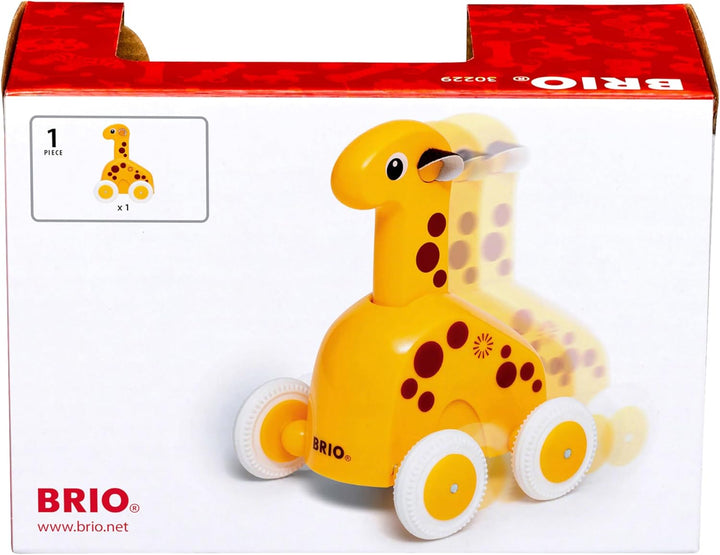 BRIO 30229 Push & Go Giraffe - Niedliches Drück- und Fahrspielzeug in klassicher Optik - Empfohlen a