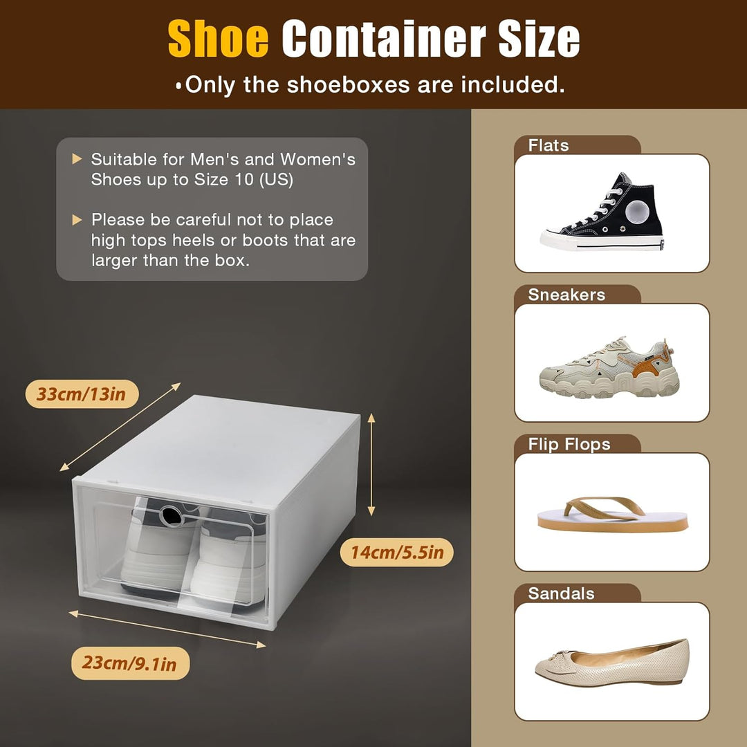 24Pcs Schuhboxen Stapelbar Transparent, Schuhbox platzsparend Aufbewahrungsbox, Schuhkarton für Aufb