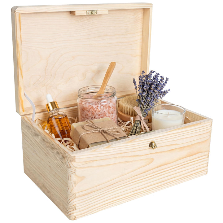 Creative Deco Holzkiste mit Deckel und Schlüssel | 30 x 20 x 14 cm (+/-1cm) | Weihnachten Erinnerung