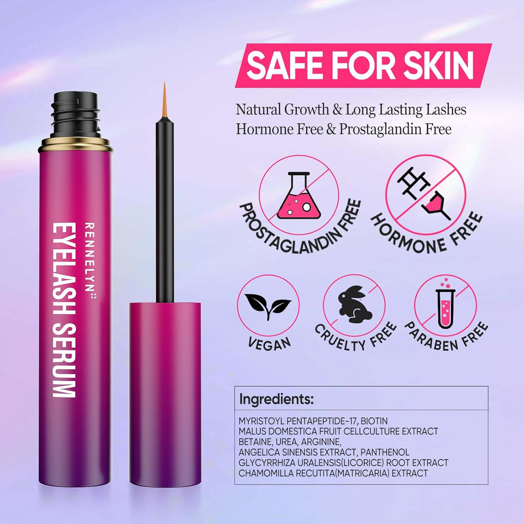 Eyelash Serum Lash Growth Enhancer: Advanced Natural Formula for Long Thickening Eyelashes - Safe fo