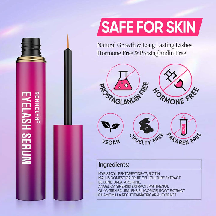 Eyelash Serum Lash Growth Enhancer: Advanced Natural Formula for Long Thickening Eyelashes - Safe fo