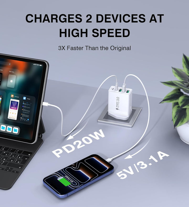 USB C Ladegerät, 5-Port USBC Netzteil Adapter Mehrfach für iPhone16 15 14 13 12 11 Pro Max SE 2020 X