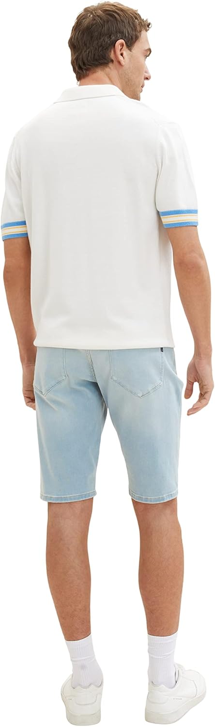 TOM TAILOR Herren Jeans Bermuda Shorts mit Stretch, 30 10117 - Used Bleached Blue Denim