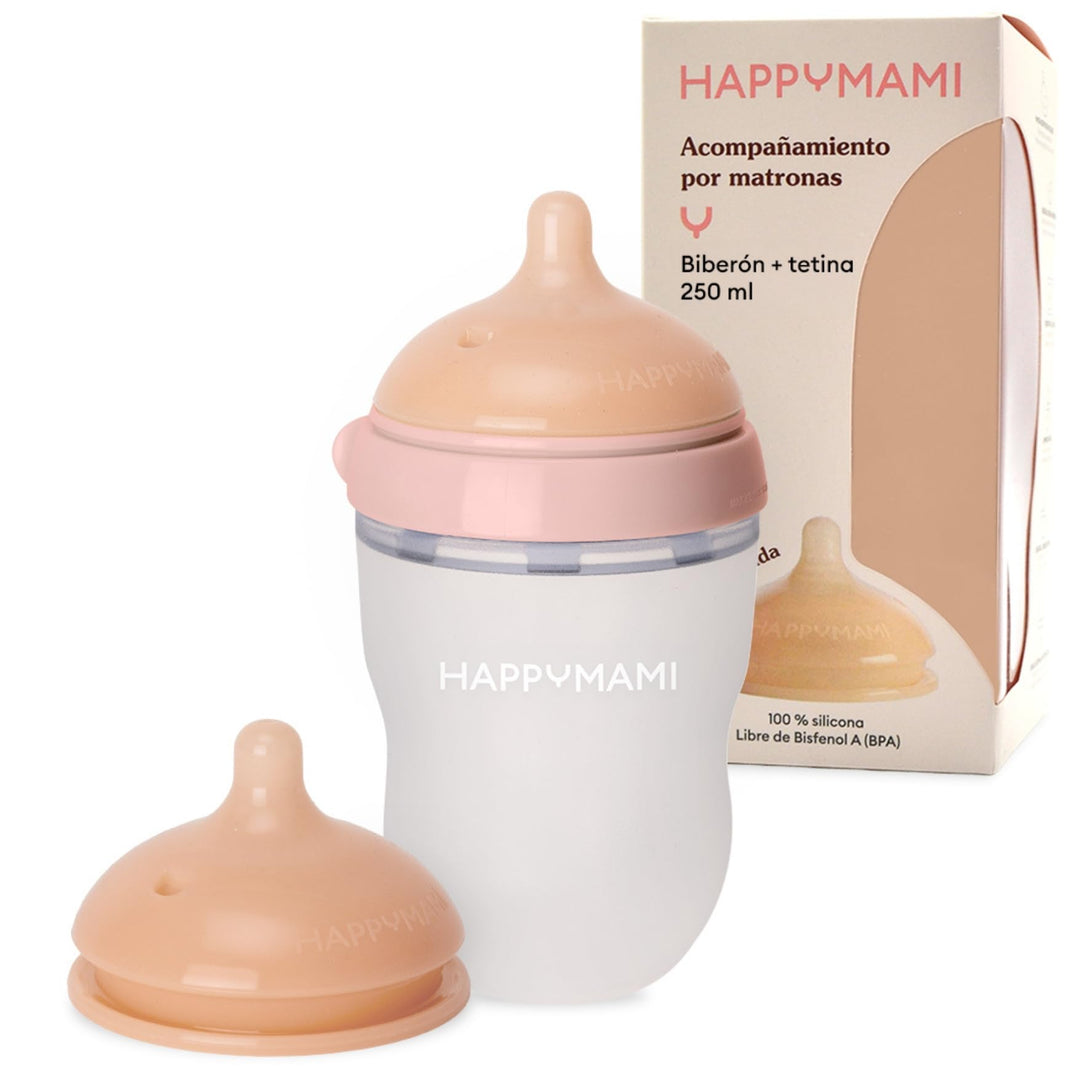 Set aus personalisierter Anti-Kolik-Silikonflasche + Sauger, anatomisches Design, mit zusätzlichem S