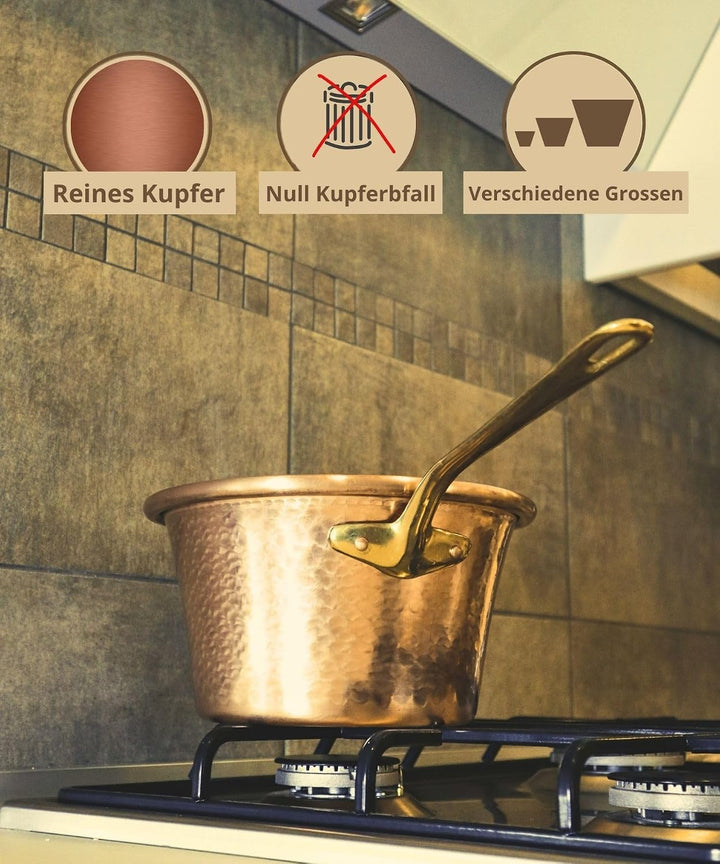 CREARTISTIC 100% Made in Italy- Kupferkessel - für Polenta - Kupfertopf für Marmelade -27cm Durchmes