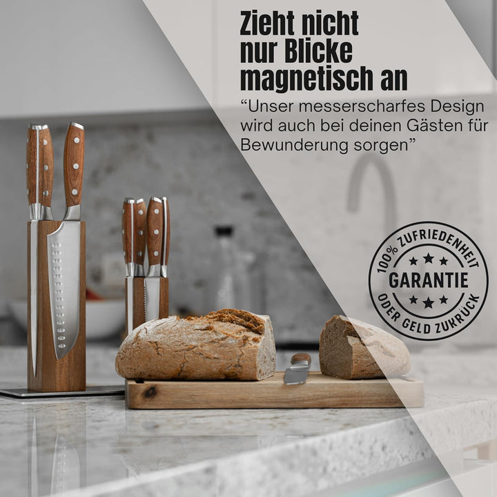 JULIVAN LIVING Magnetischer Messerblock ohne Messer, für 8 Küchenmesser, Messerhalter magnetisch aus