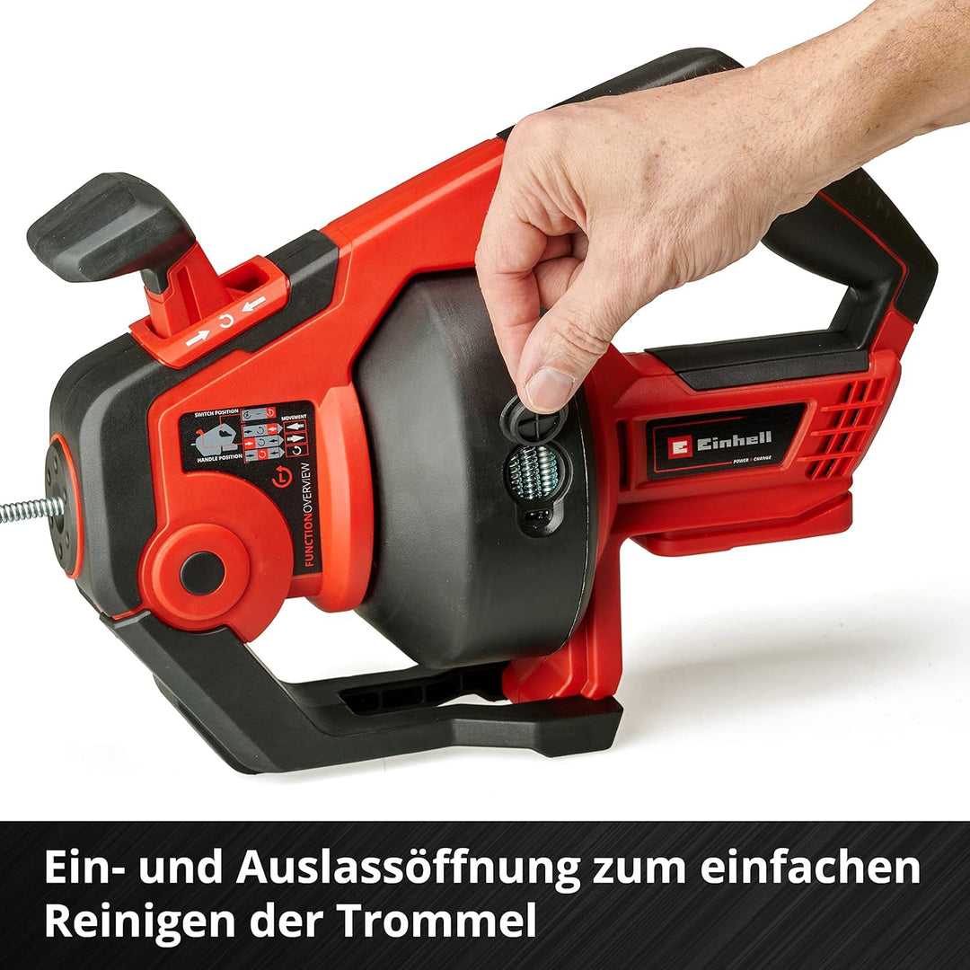 Einhell Akku-Rohrreiniger TE-DA 18/760 Li Kit Power X-Change (18 V, Li-Ion, 7,6 m lange Reinigungssp