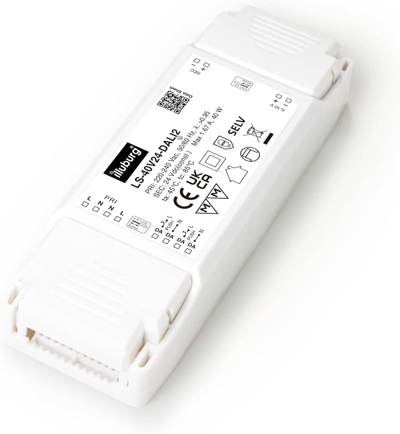 illuburg LED Trafo 24V 40W Dimmbar DALI Push 0-10V Flickerfree LED Netzteil Treiber Driver Power Sup