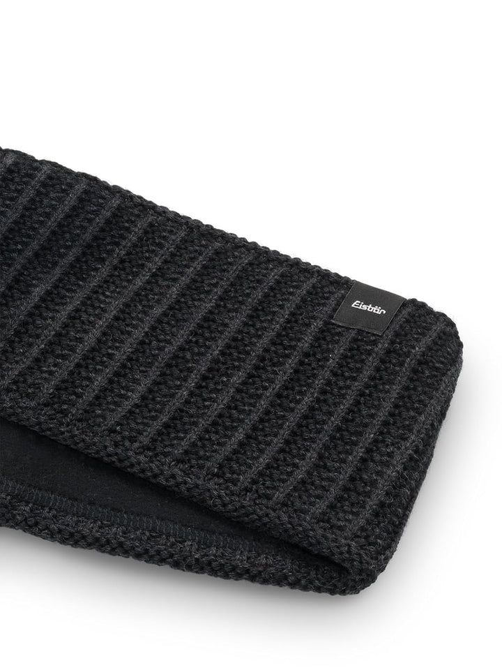 Eisbär Stirnband Herren & Damen Sorrak Schwarz - Merino Headband Unisex mit Fleece schützt vor Kälte