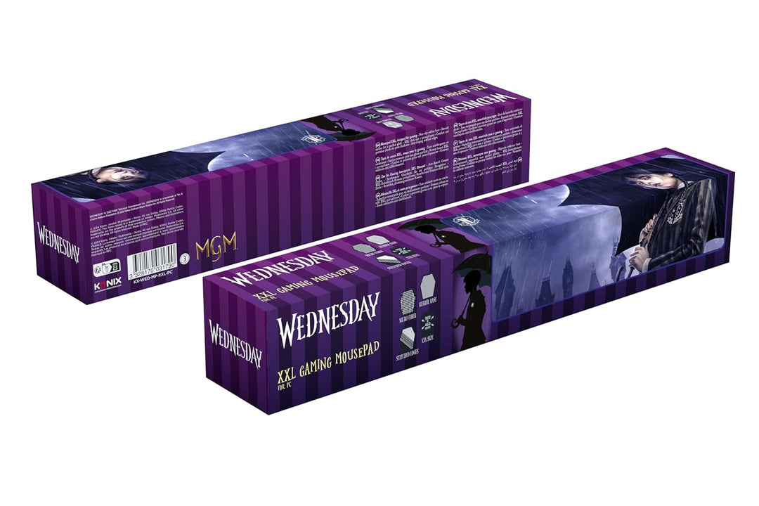 Konix Wednesday Gaming-Mauspad XXL 90 x 46 cm - Rutschfeste Mikrofaservliesoberfläche - Gummi - Rege