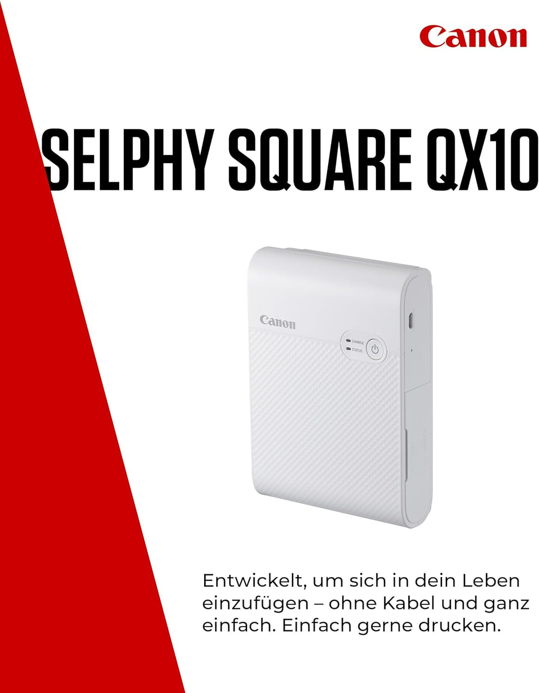 Canon SELPHY SQUARE QX10 Mini Fotodrucker mobil tragbar unterwegs (quadratischer Druck 6,8 x 6,8cm m