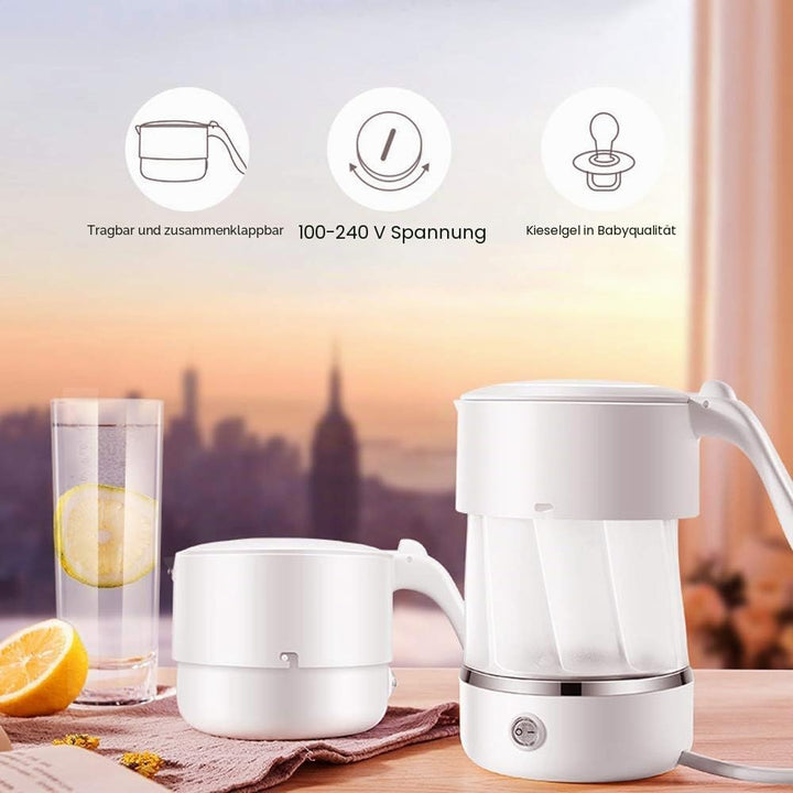 Mini Wasserkocher - 500ML Faltbarer Wasserkocher Lebensmittelechtes BPA-frei 680 W Schnellheizung Re